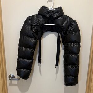 Black Cropped Puffer Jacket